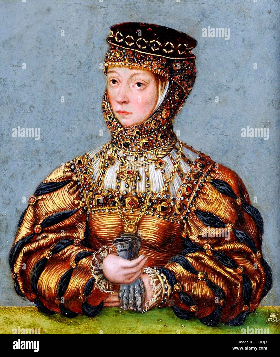 Barbara Radziwi ?l 1520 - 1551 ; reine de Pologne et de la grande-duchesse de Lituanie comme consort de Sigismond II Auguste. Par Lucas Cranach le jeune, 1553 Banque D'Images