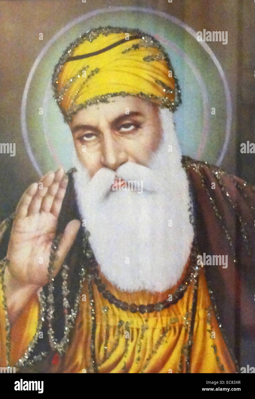 Guru Nanak (1469-1539), Birmingham, fondateur du Sikhisme moderne. Ses enseignements et ceux de la 9 gourous successifs sont recueillies dans la DJA Granath, le livre saint du sikhisme. Banque D'Images