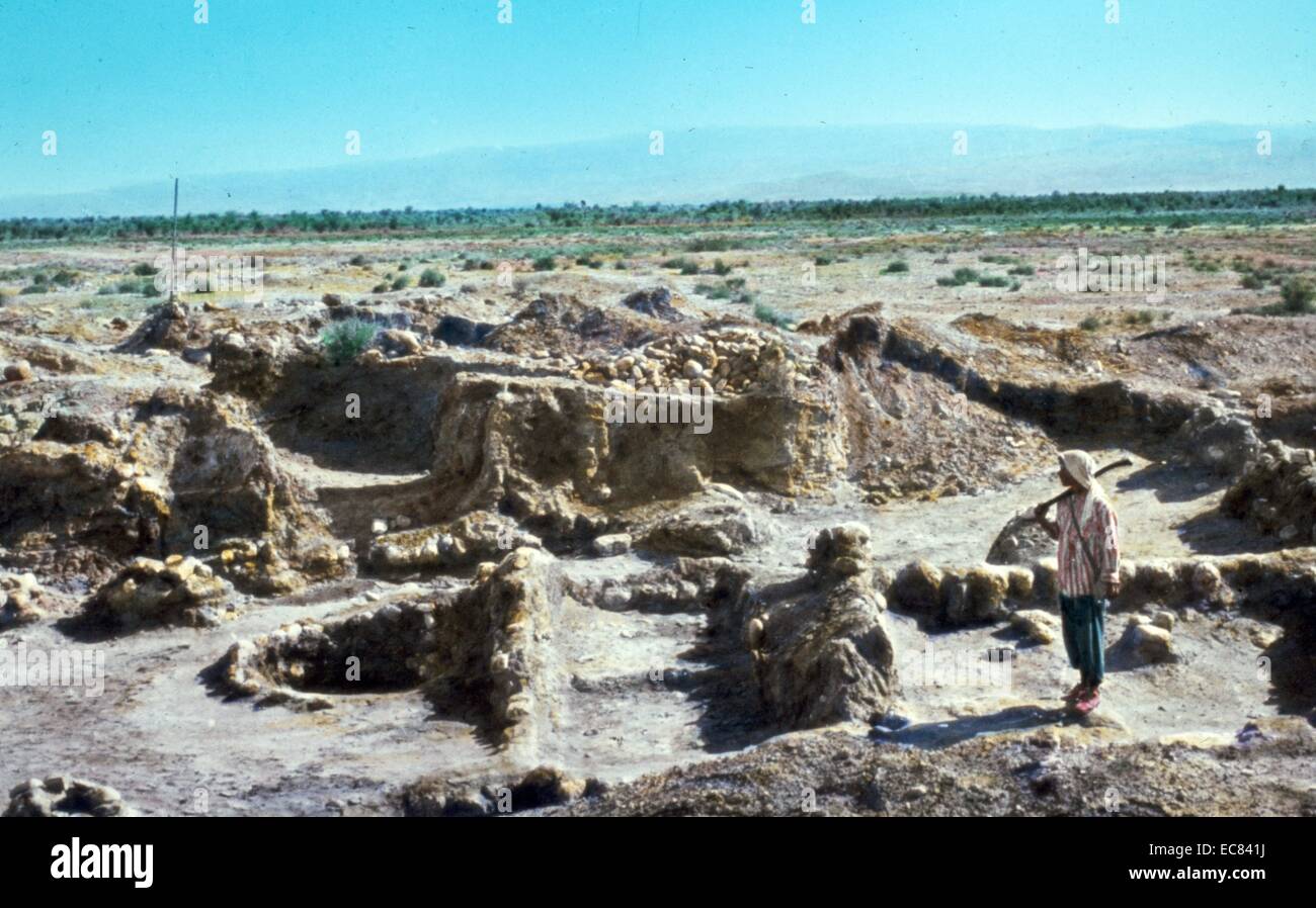 Photo de les ruines de Sodome à Tell Ghassul. Datée 1898 Banque D'Images