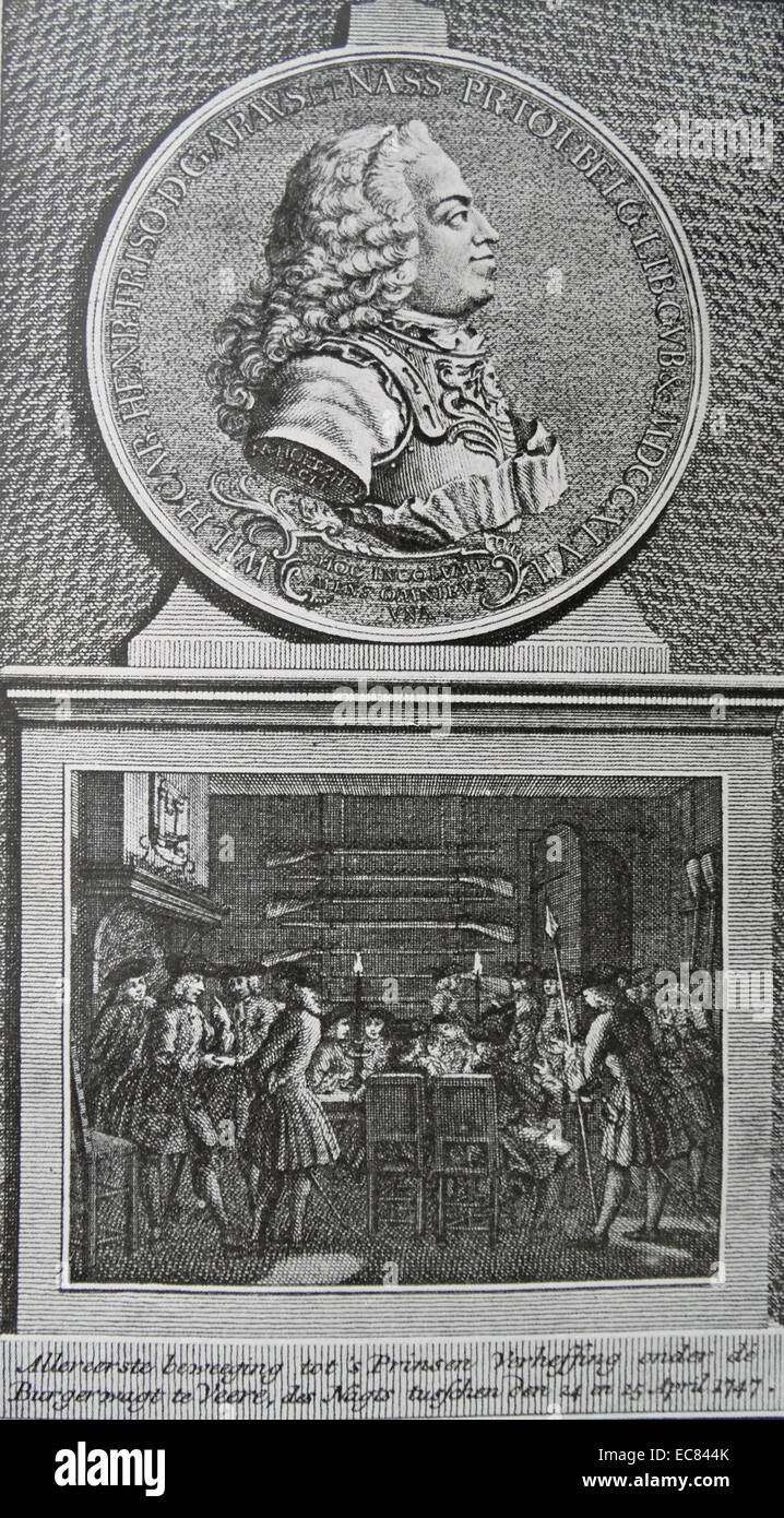William IV, prince d'Orange-Nassau (1 septembre 1711 - 22 octobre 1751) ; né Willem Karel Hendrik Friso ; était le premier stathouder héréditaire des Pays-Bas. Avril 1747 Confirmation comme stathouder. Banque D'Images