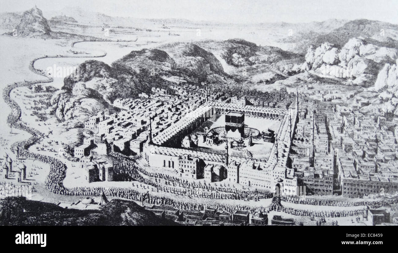 La Mecque avec les lieux saints, y compris l'Islam néerlandais scholar Dozy Encircles lui-même. Banque D'Images