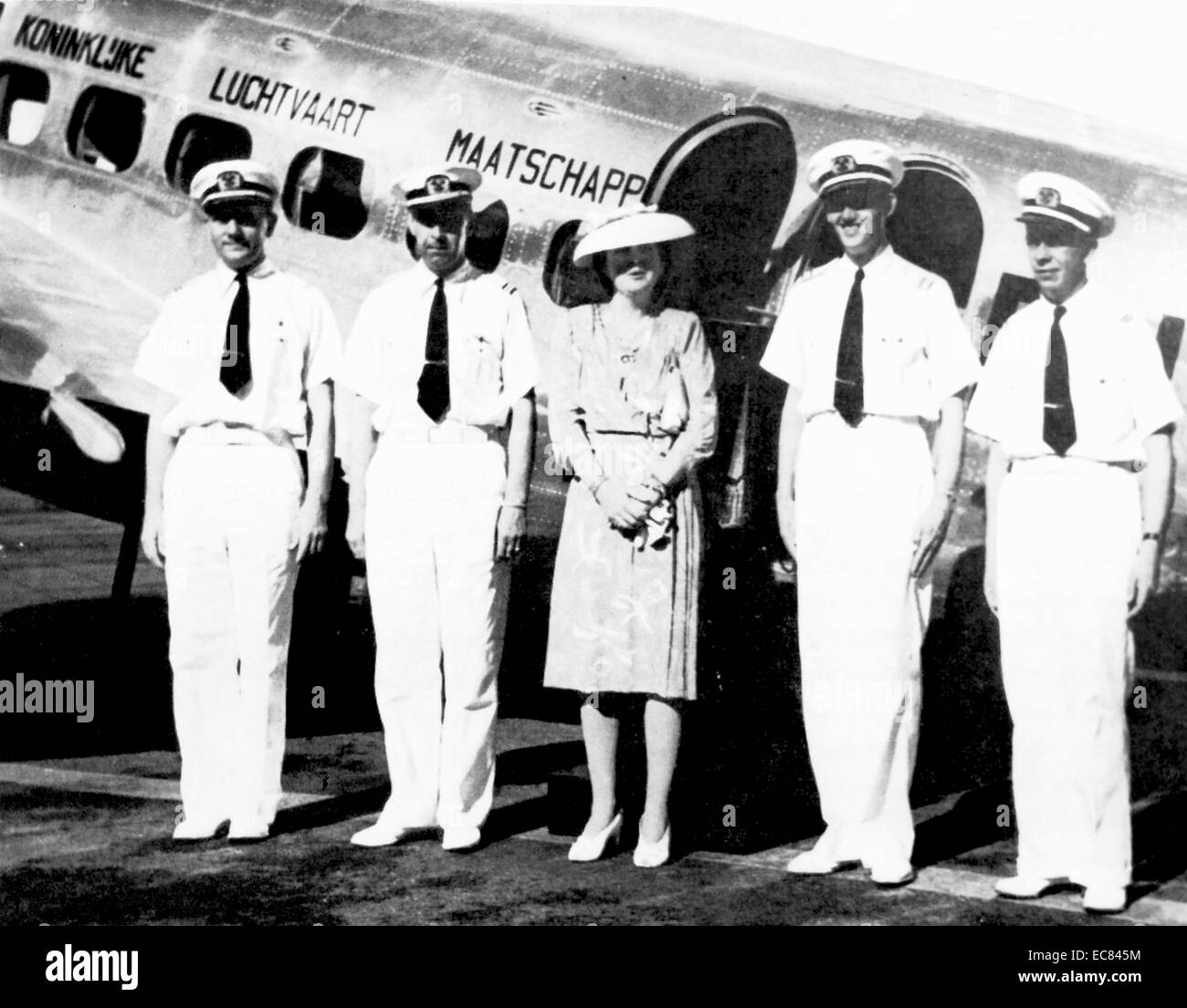 La princesse Juliana (plus tard la reine des Pays-Bas) ; effectue une visite via un vol KLM à la colonie du Suriname 1942 Banque D'Images