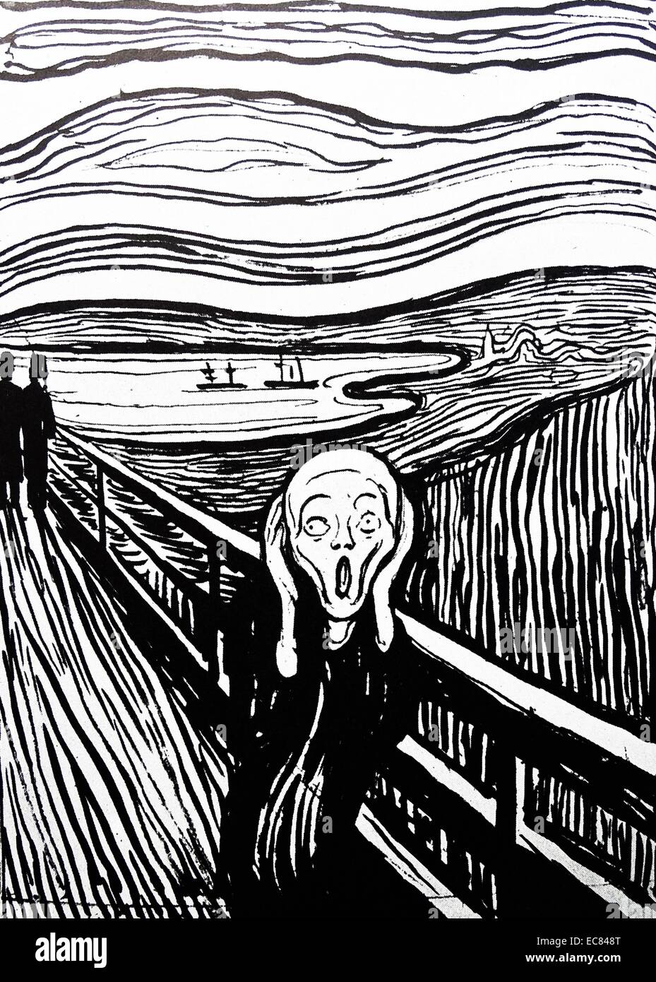 Intitulé Le cri par l'artiste norvégien Edvard Munch (1863-1944). Cette œuvre a été réalisée en 1895. Banque D'Images
