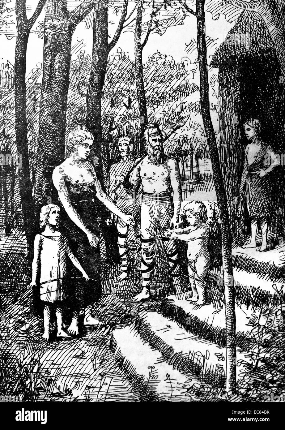 Une famille tribale germanique 4ème siècle ap. Banque D'Images