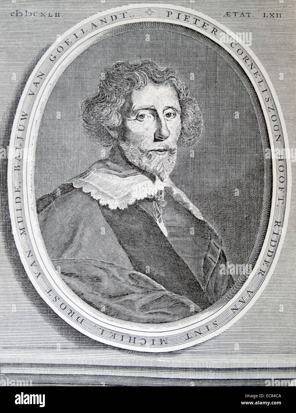 Corneliuszoon Pieter Hooft (1581-1647) ; chevalier de l'Ordre de Saint Michel était un historien néerlandais, poète et dramaturge de la période connue comme l'âge d'Or hollandais. Banque D'Images