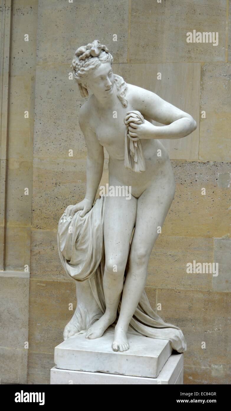 Statue en marbre de la déesse Diane. Christophe-Gabriel Allegrain créé par (1710-1795) sculpteur français tempéré un style néo-classique avec charme Rococo et douceur. Datée 1778 Banque D'Images