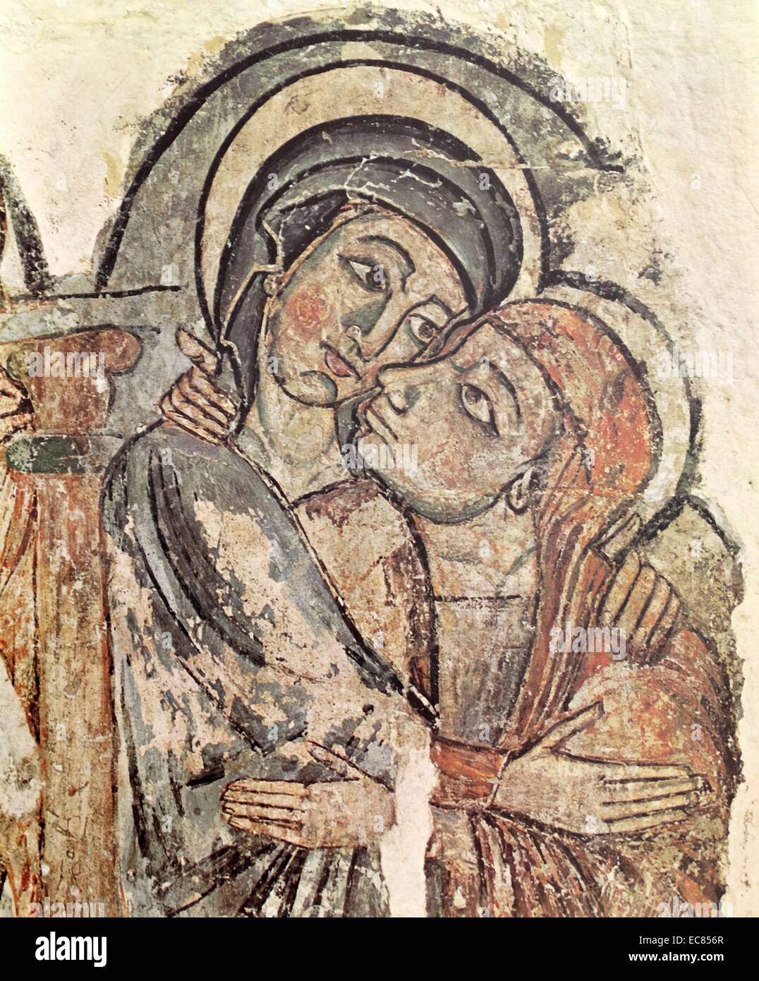 Fragment de la visitation de la Catalogne. En date du 13e siècle. Banque D'Images