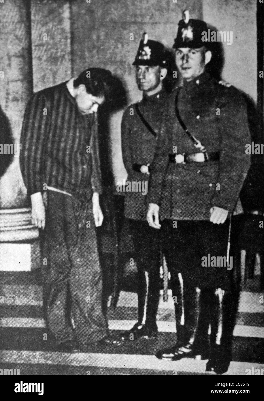 Marinus van der Lubbe (13 janvier 1909 - 10 janvier 1934) était un communiste conseil néerlandais de condamnés et exécutés pour ; ; mettre le feu au Reichstag allemand le 27 février 1933 ; un événement connu sous le nom de l'incendie du Reichstag. Le 6 décembre, 2007 ; le procureur général de l'Allemagne à néant (annulé) l'ensemble du verdict Banque D'Images