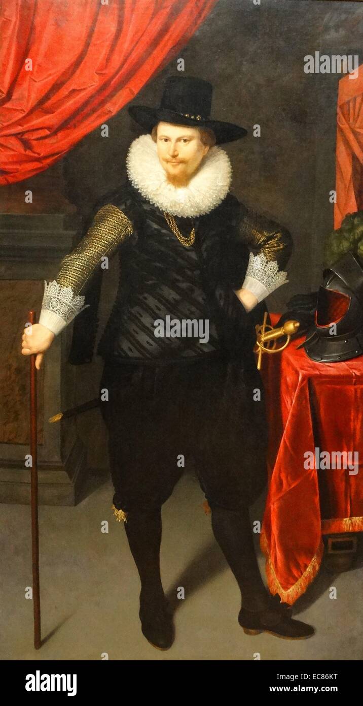 Portrait de Laurens Reael. Peint par Cornelis van der Voort (1576-1624) peintre de portrait de l'âge d'or néerlandais. En date du 17e siècle Banque D'Images