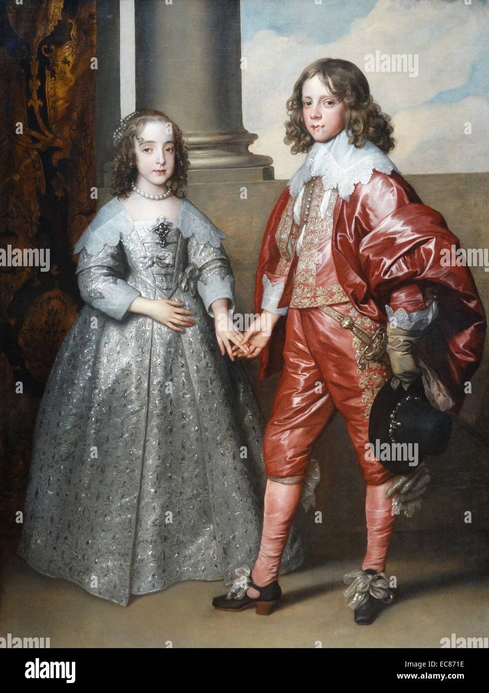 Portrait du Prince Guillaume II (1650-1702) et Marie Stuart (1662-1694). Peint par Antoine van Dyk (1599-1641). En date du 17e siècle Banque D'Images