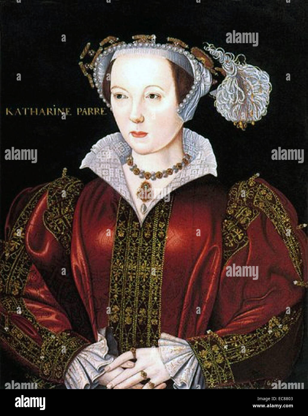 Portrait de Catherine Parr (1512-1548) Reine d'Angleterre et de la dernière épouse du roi Henry VIII. En date du 16e siècle Banque D'Images