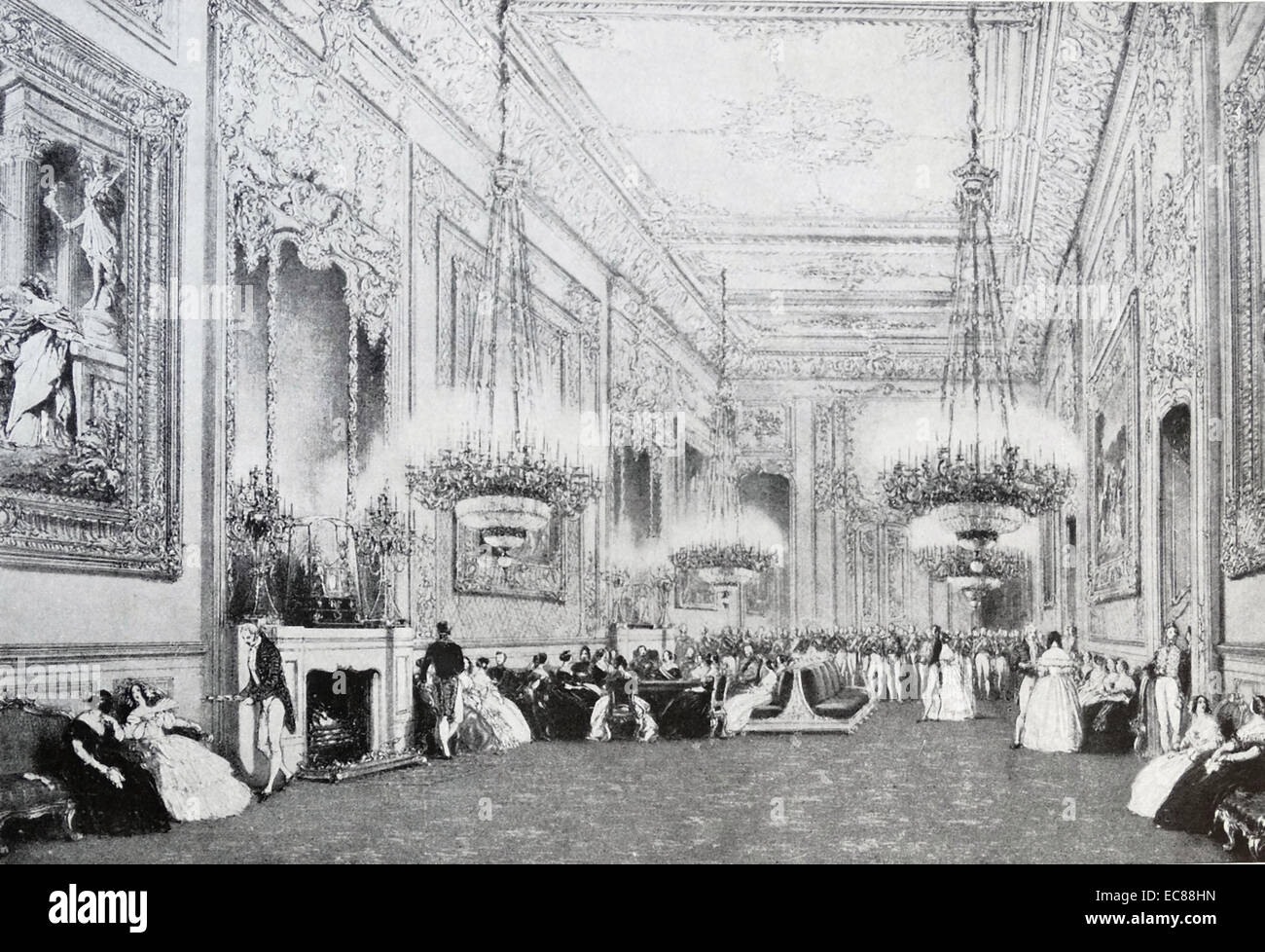 Réception au Palais de Buckingham à Londres, pendant les premières années du règne de la reine Victoria 1840 environ Banque D'Images