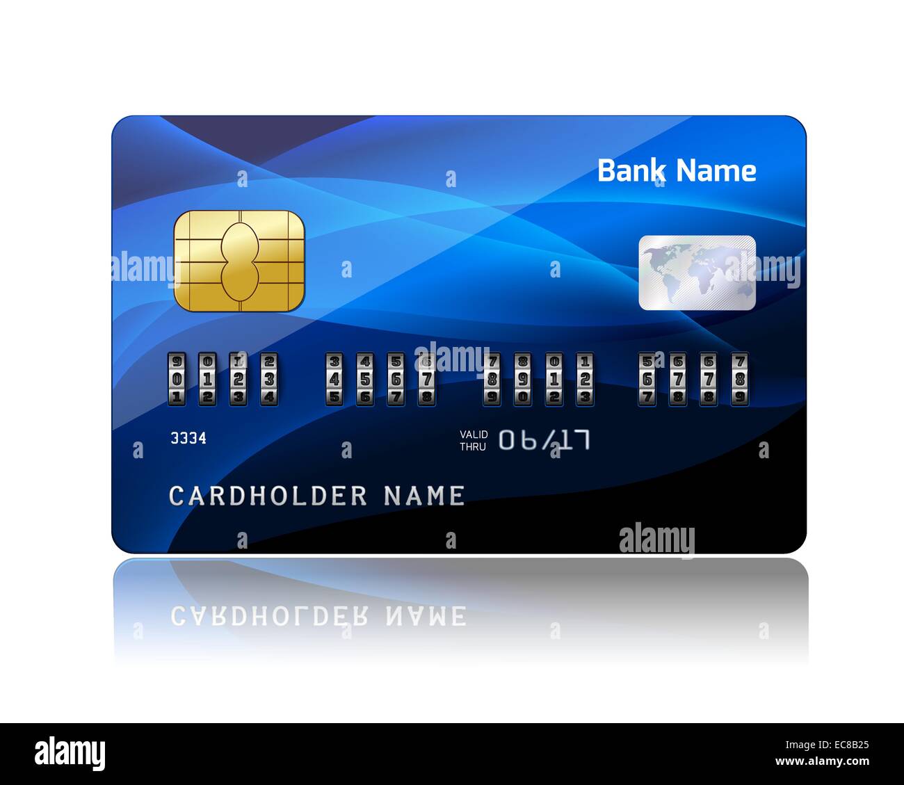 Carte de crédit réaliste avec combinaison de sécurité verrouillage code de protection isolés concept vector illustration Illustration de Vecteur