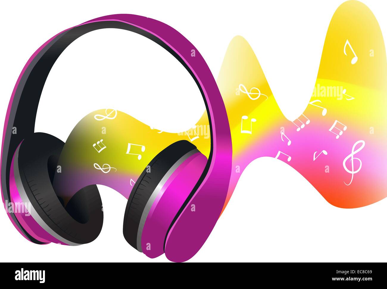 Des écouteurs avec décoration de couleur résumé soundwave avec signes musique  imprimer vector illustration Image Vectorielle Stock - Alamy