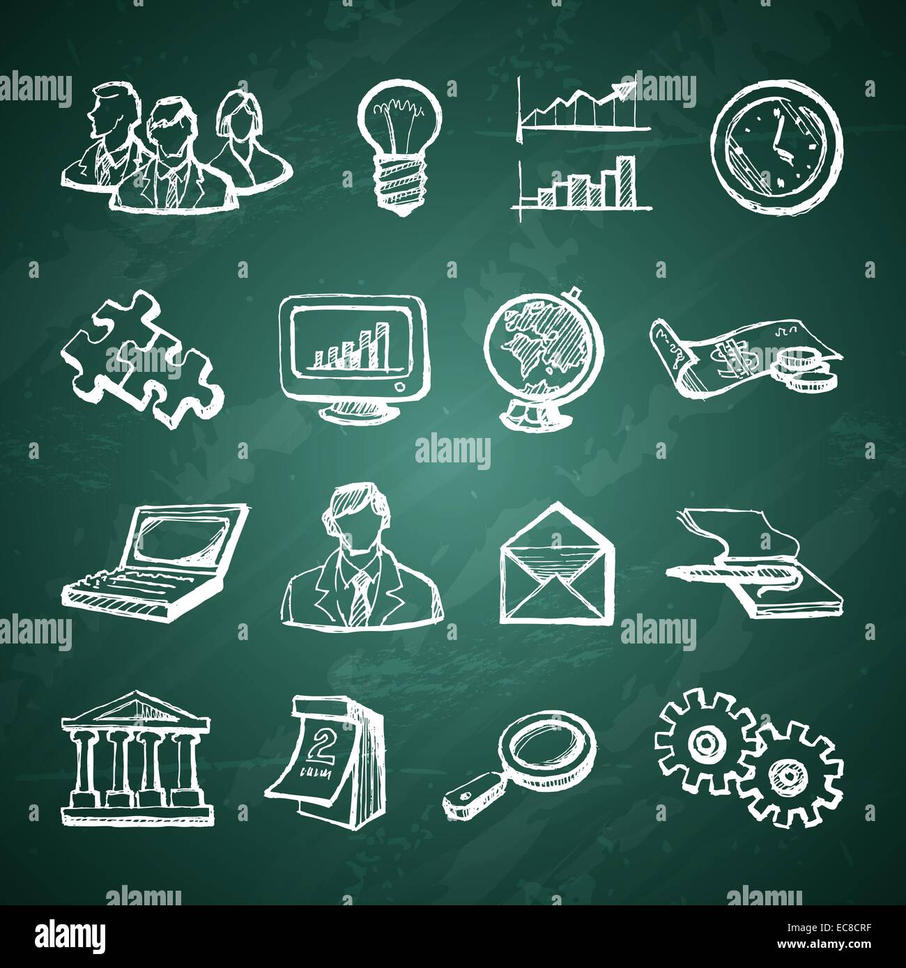 Tableau infographique icons set avec tableau ampoule réveil puzzle vector illustration isolé Illustration de Vecteur