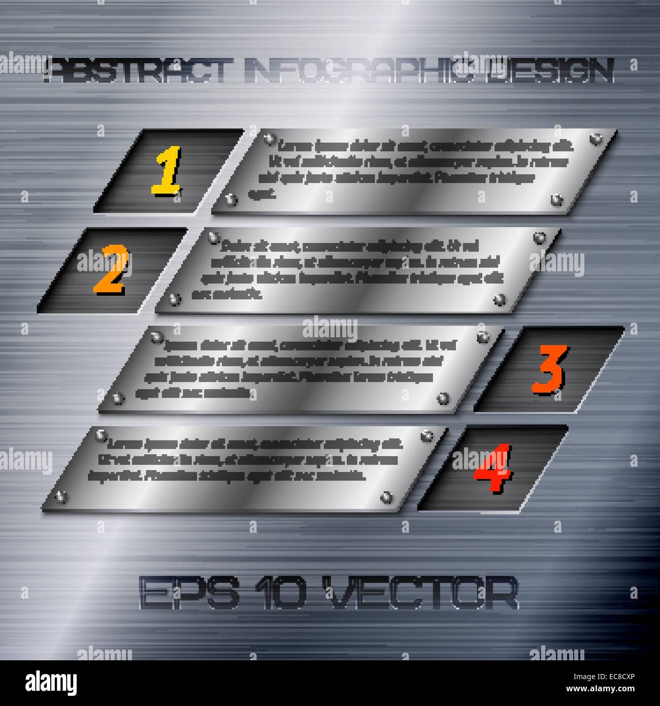 Abstract metal business infographie mise en page options design avec surface en acier chrome argent vector illustration Illustration de Vecteur