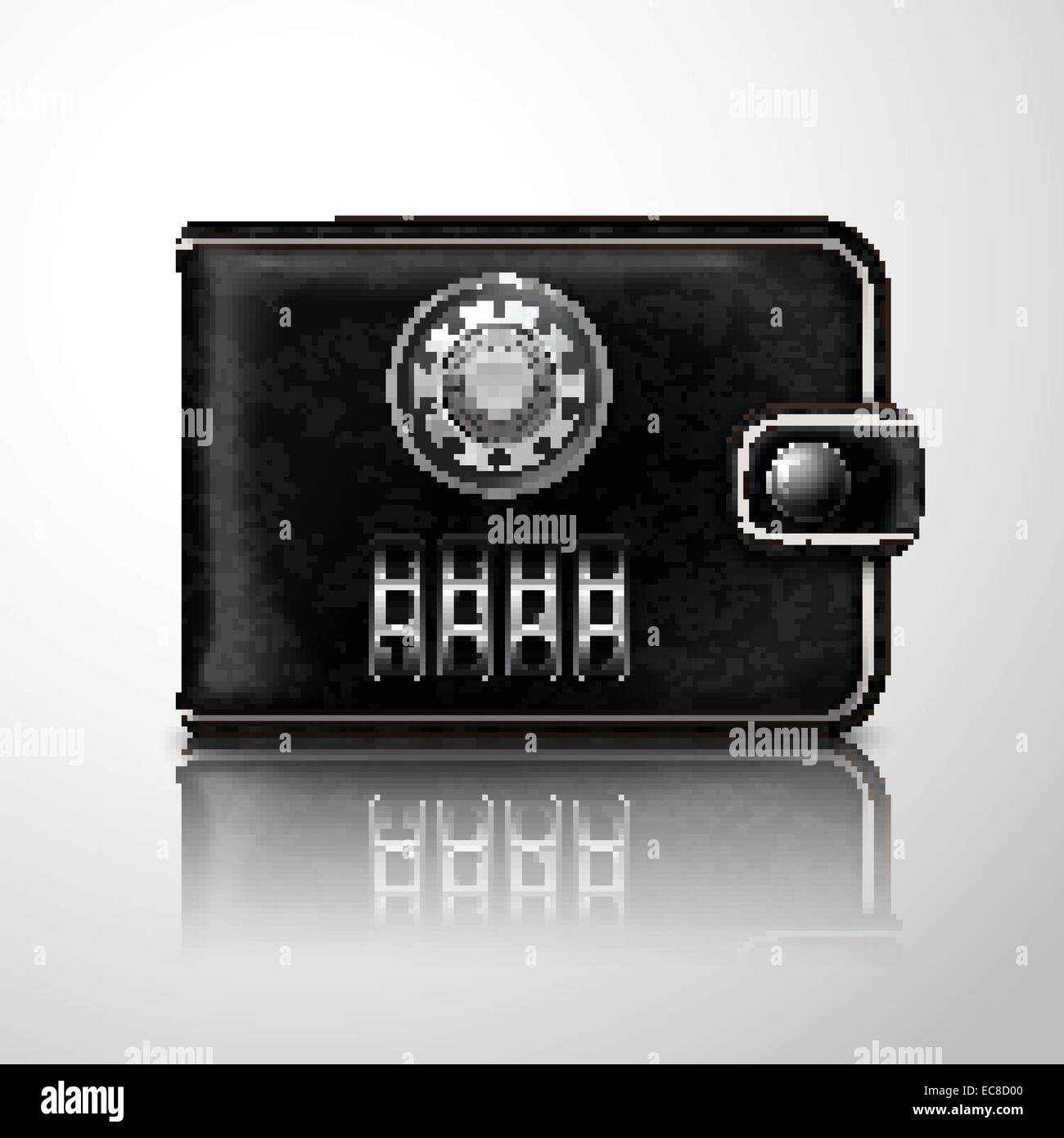 Etui en cuir noir classique moderne verrouillé par serrure combinaison sécurité financière concept vector illustration Illustration de Vecteur