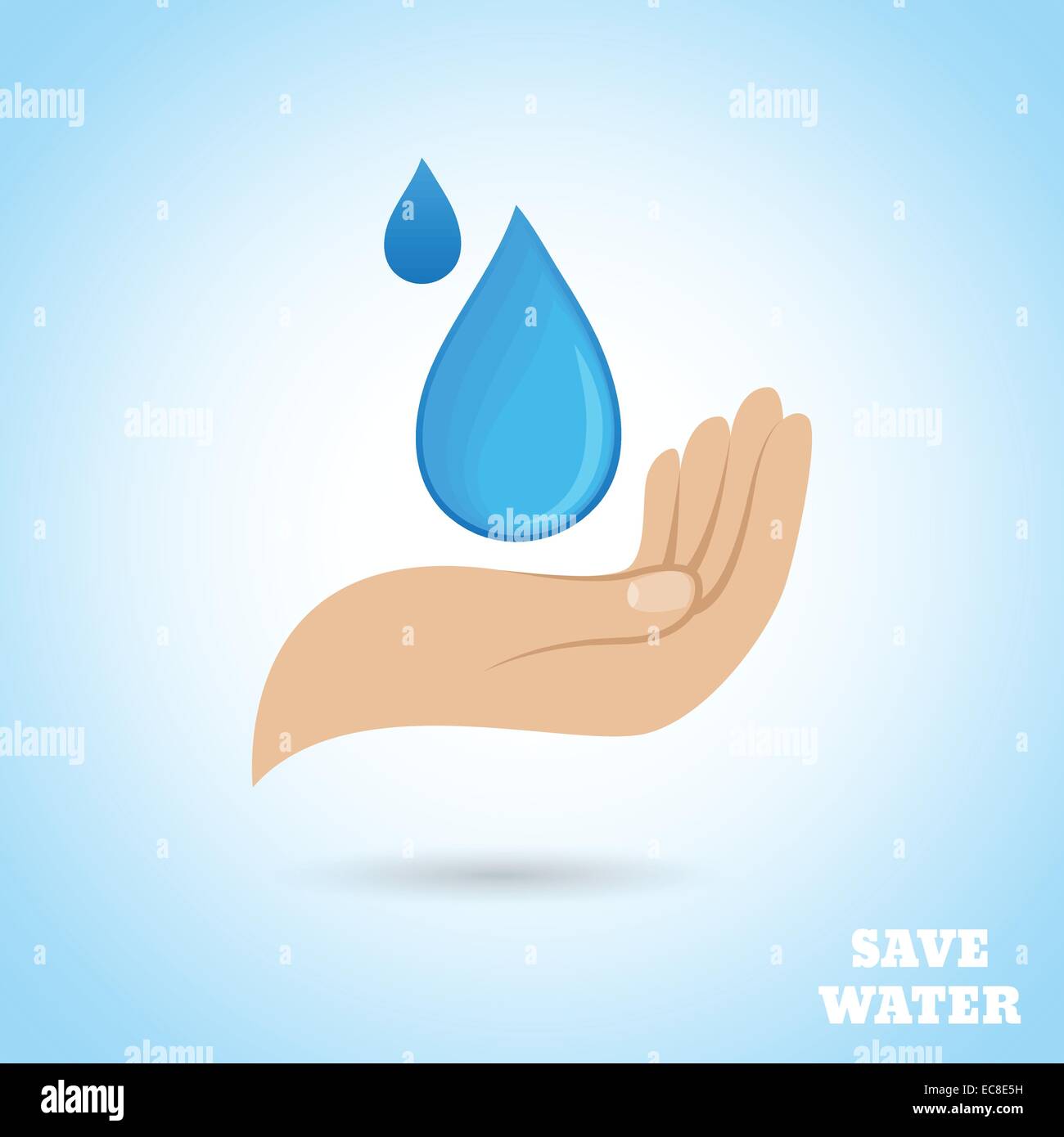 Mains tenant goutte d'économiser de l'eau protéger poster vector illustration Illustration de Vecteur