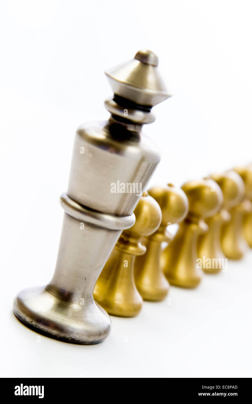 Jeu d'échecs classique - lit King avec une ligne de pions Banque D'Images