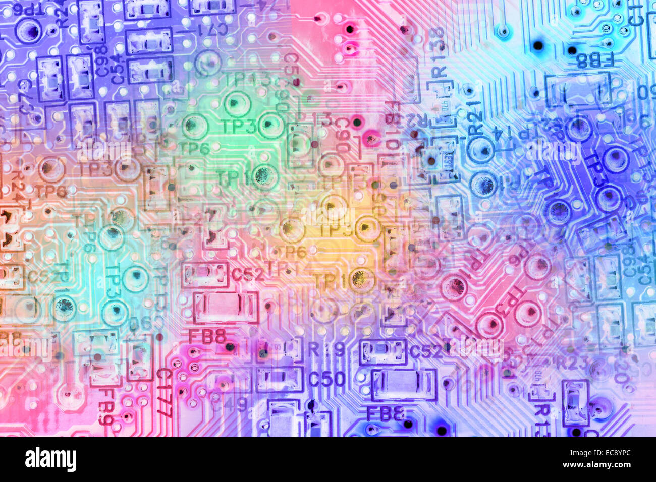 Résumé fond coloré de circuit électronique Banque D'Images