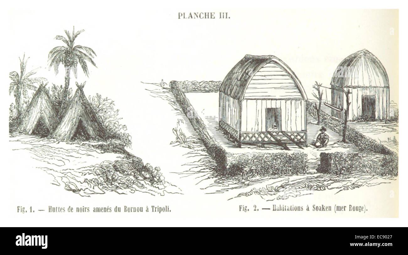 Une illustration de 1853 tirée de l'œuvre d'Escayrac, intitulée planche III.1-2, qui représente probablement une scène à partir d'un sujet historique ou artistique. Cette œuvre présente un aspect visuel de l’exploration culturelle ou scientifique du XIXe siècle. Banque D'Images