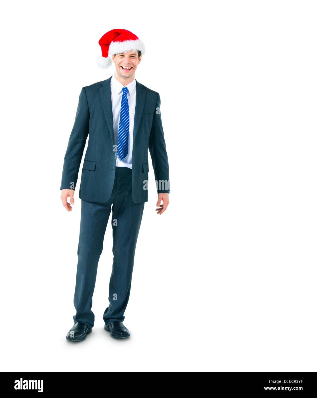 A Cheerful Businessman in a Santa Hat Banque D'Images
