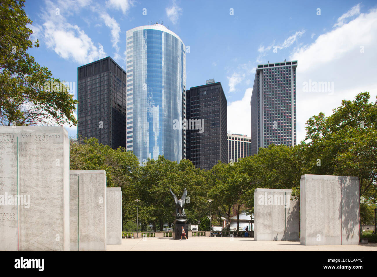 Monument aux morts de la guerre 1941-1945, Battery Park, le quartier financier de Manhattan, New York, USA, Amérique Latine Banque D'Images