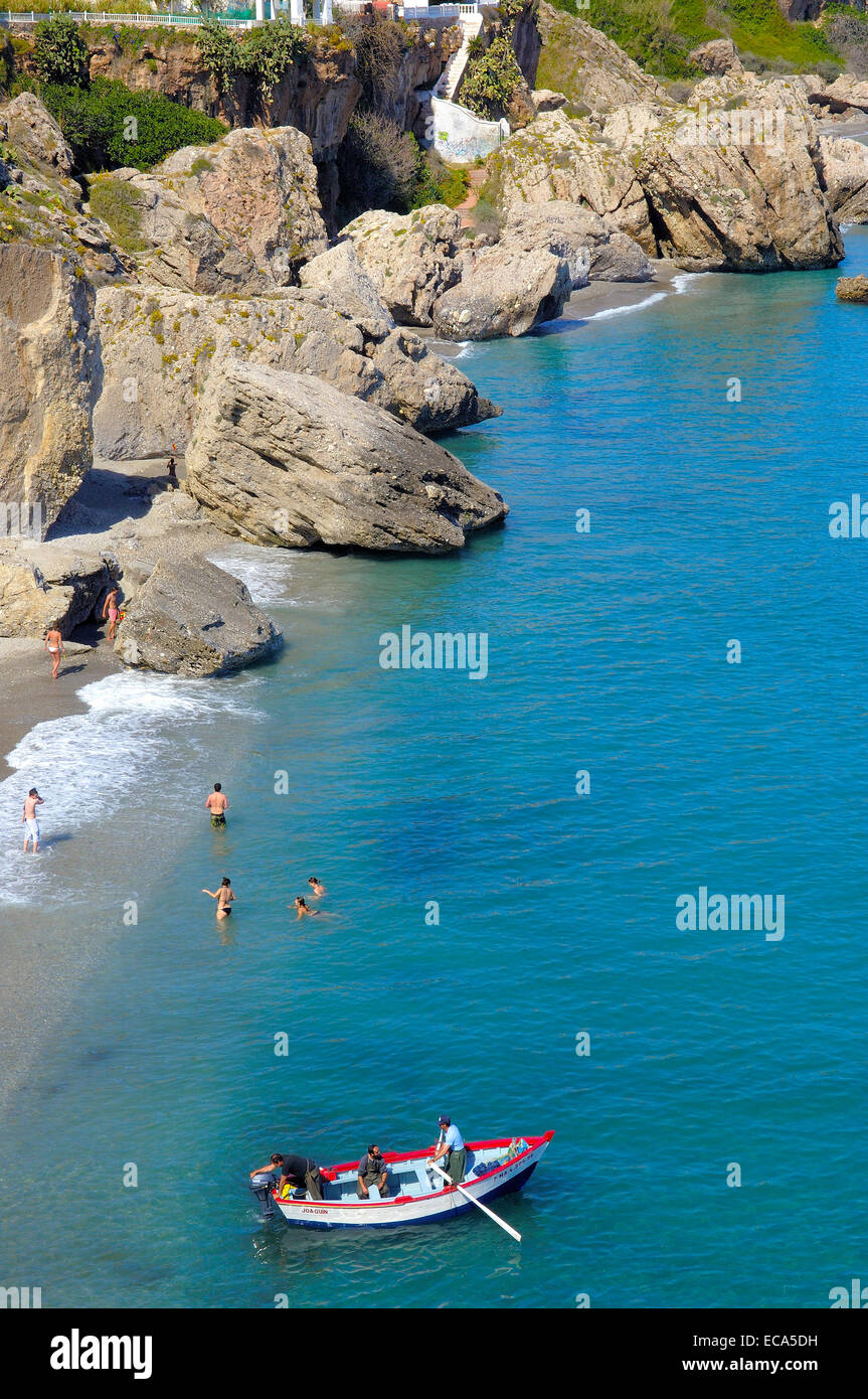 La plage de Calahonda, Mijas Costa, plage de Nerja, La Axarquía, Costa del Sol, Malaga province, Andalusia, Spain, Europe Banque D'Images