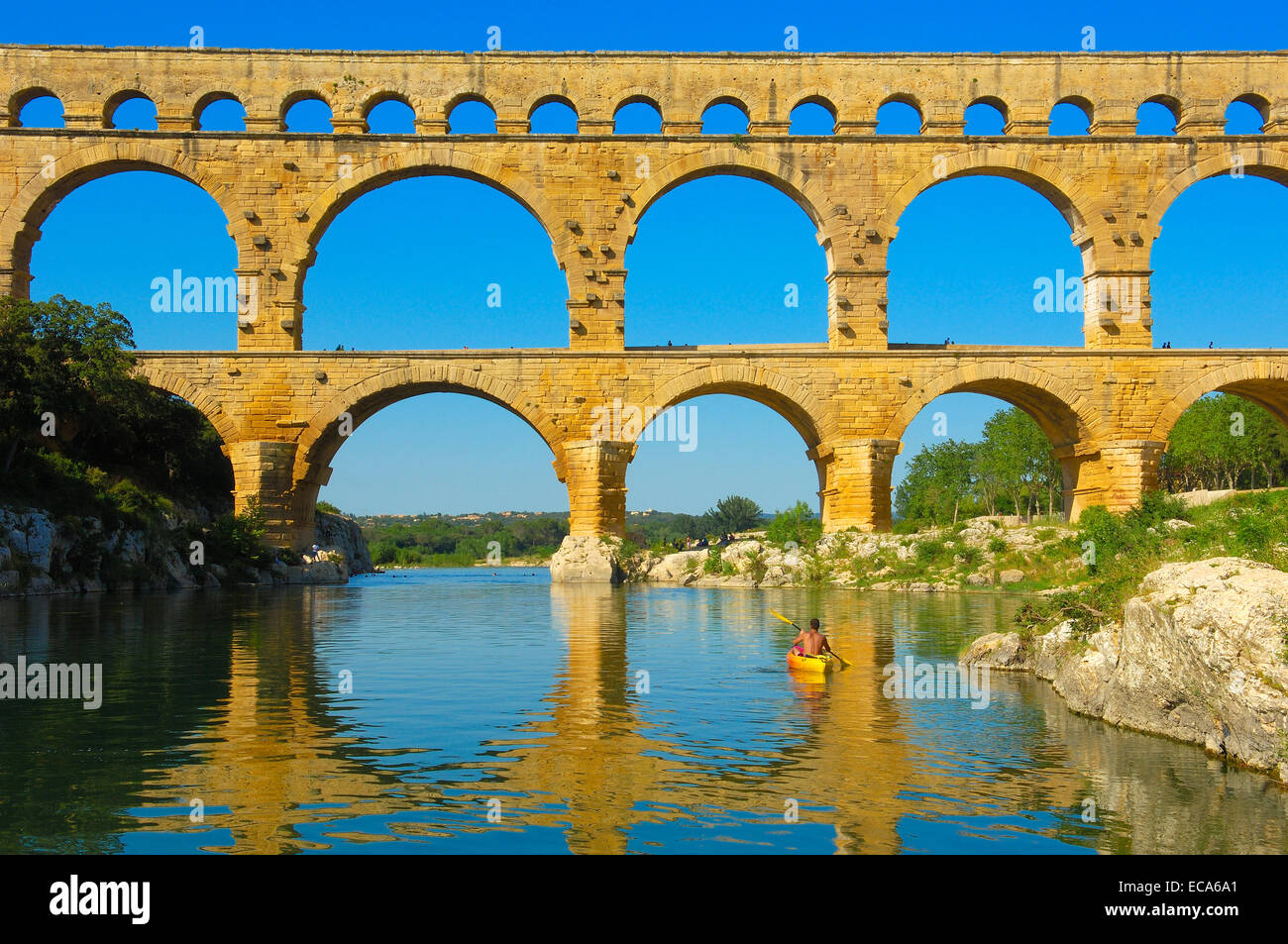 Pont du Gard, aqueduc romain, Gard, Provence, France, Europe Banque D'Images