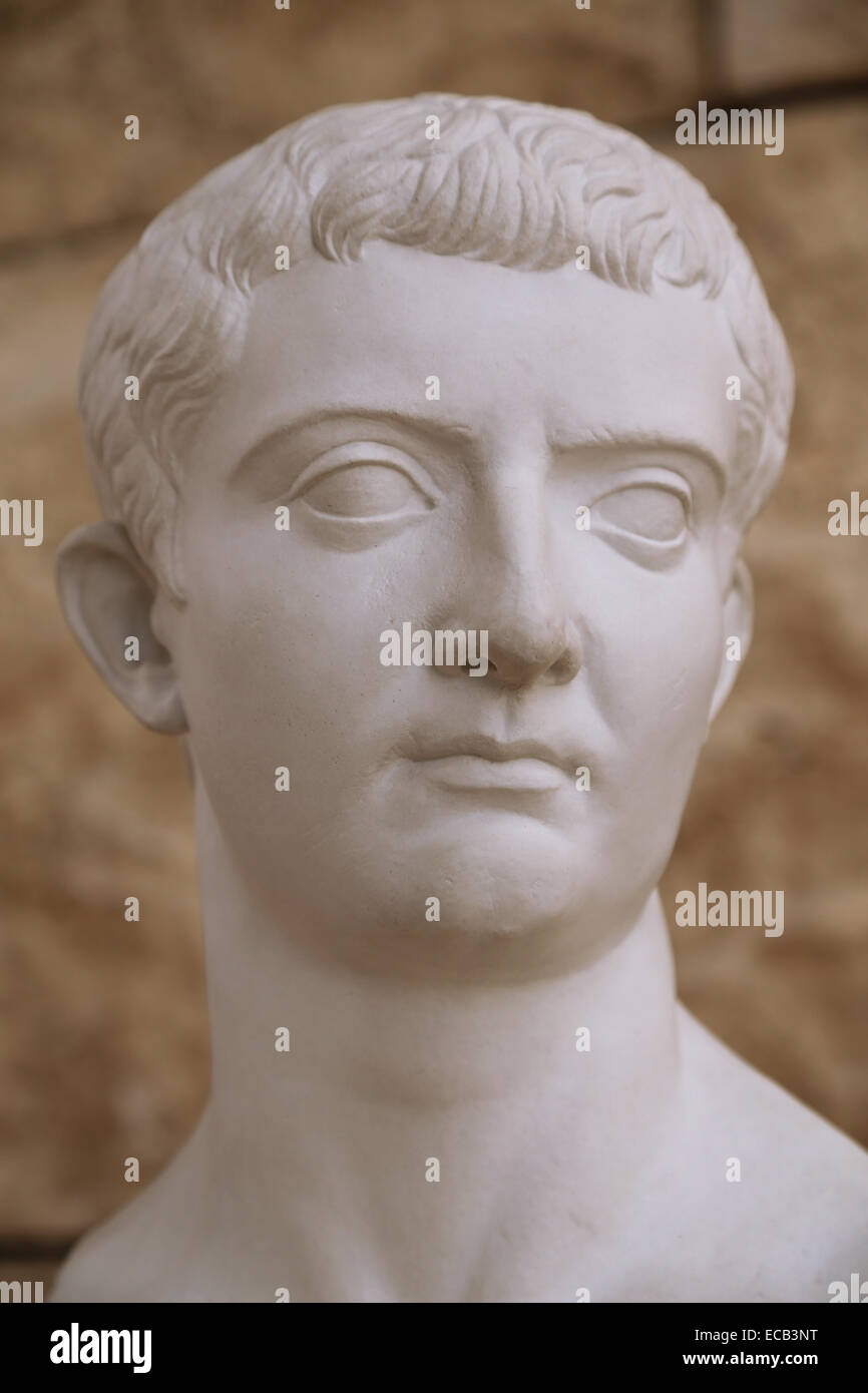 Portrait de l'empereur Tibère (42 BC-37). Copie. L'âge d'Auguste (27 av. J.-C.-14 av. J.-C.). Musée de l'Ara Pacis, Rome, Italie. Banque D'Images