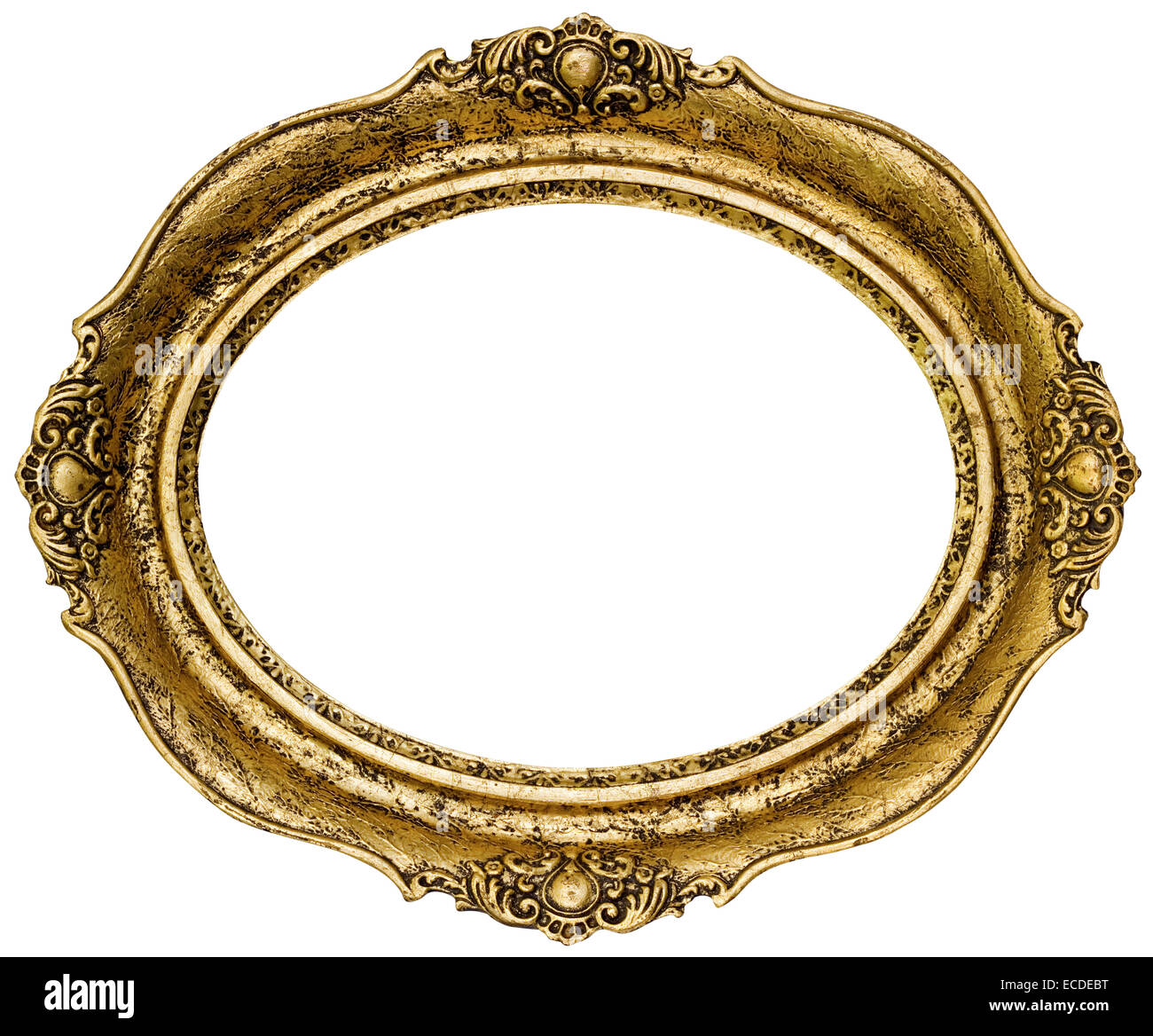 Découpe de cadre photo ovale d'or Banque D'Images
