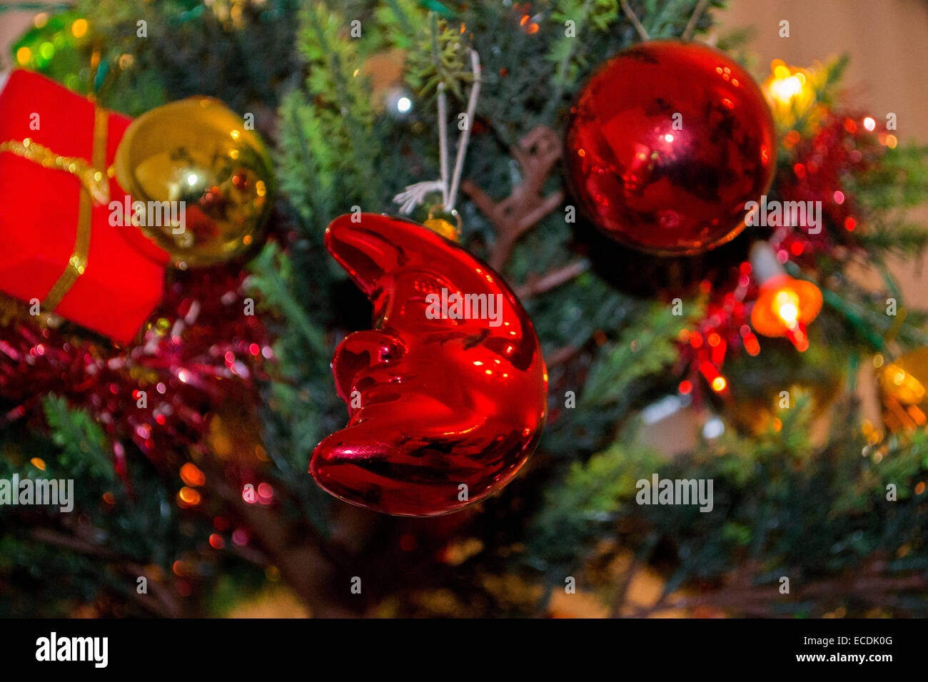 Lune décoration d'arbre de Noël. Banque D'Images