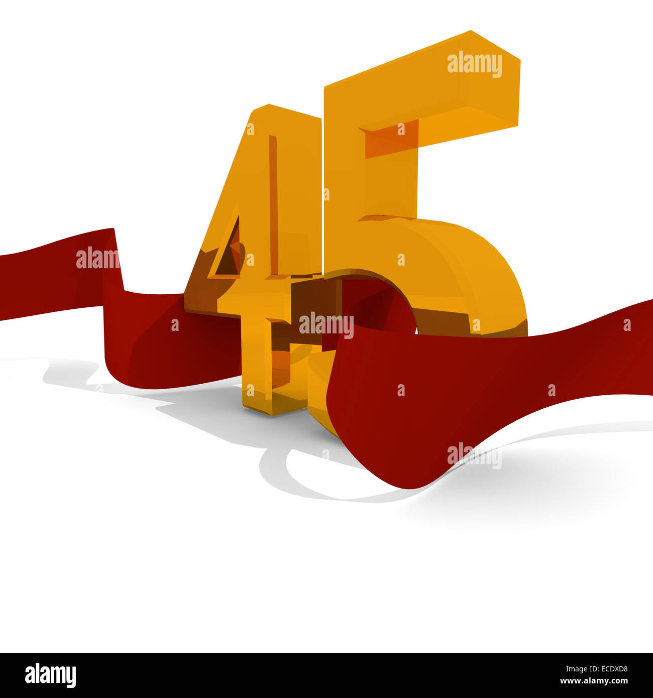 Concept du jubilé d'or, 45 avec un ruban rouge Banque D'Images