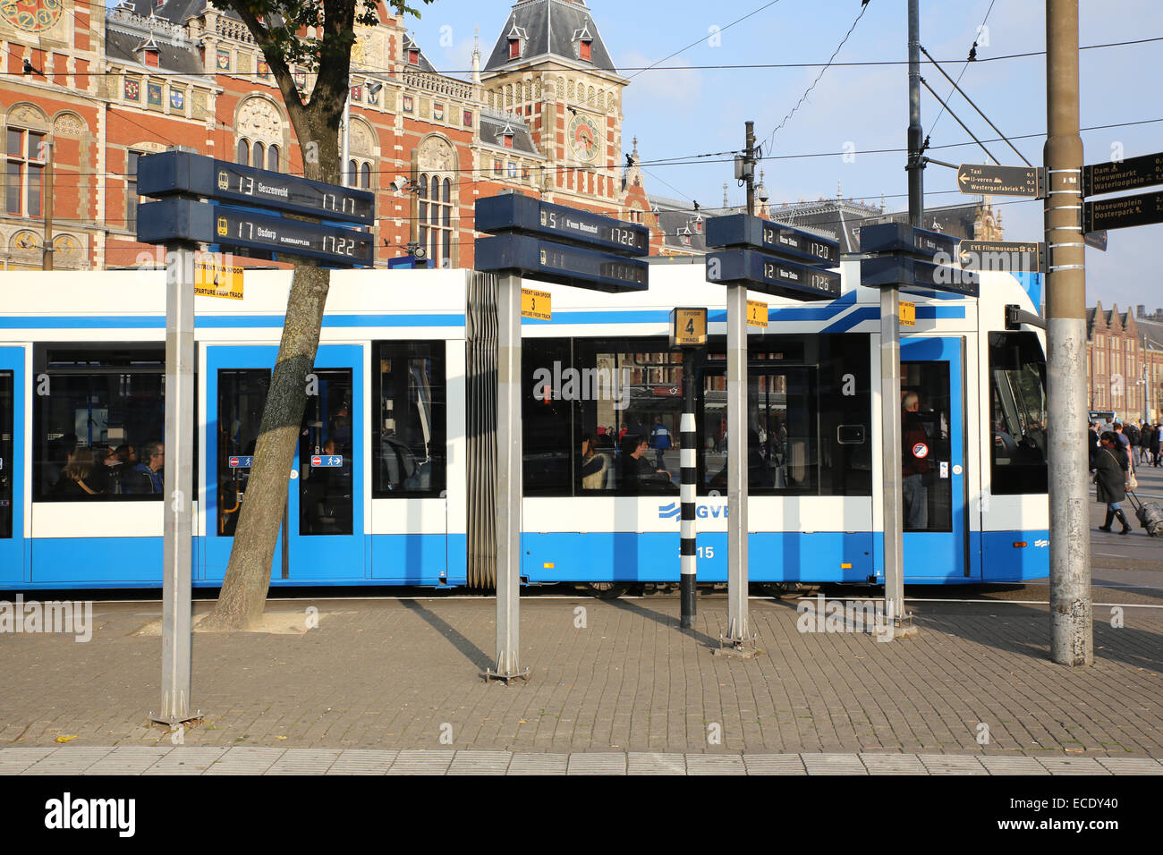 Holland bleu blanc tram Banque D'Images