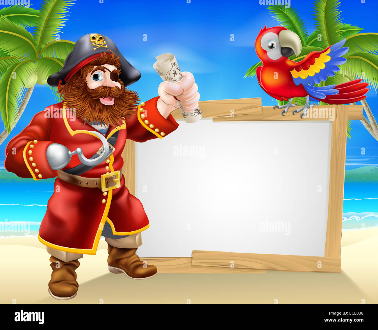 Fun Pirate Cartoon Beach Sign Illustration Dun Dessin Animé