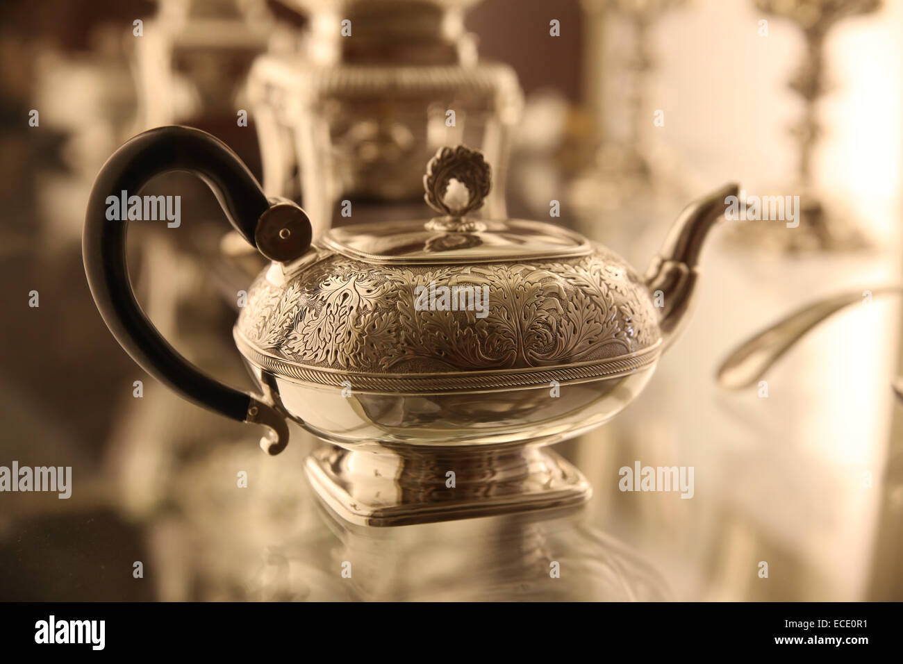 Argent chinois asiatique tea pot vintage collection d'objets Banque D'Images