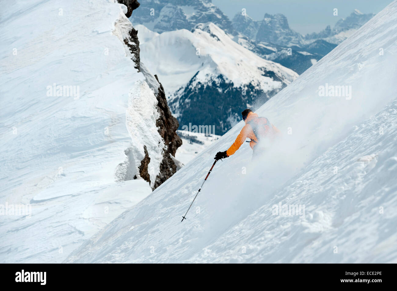 Ski alpin homme, Santa Cristina Valgardena,, Alto Adige, Italie Banque D'Images