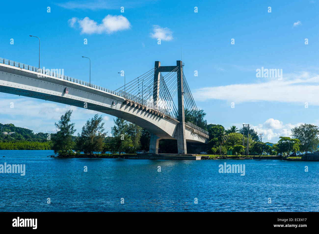 Pont reliant l'île avec l'île de Koror Babeldoab, Palau, Micronésie Banque D'Images