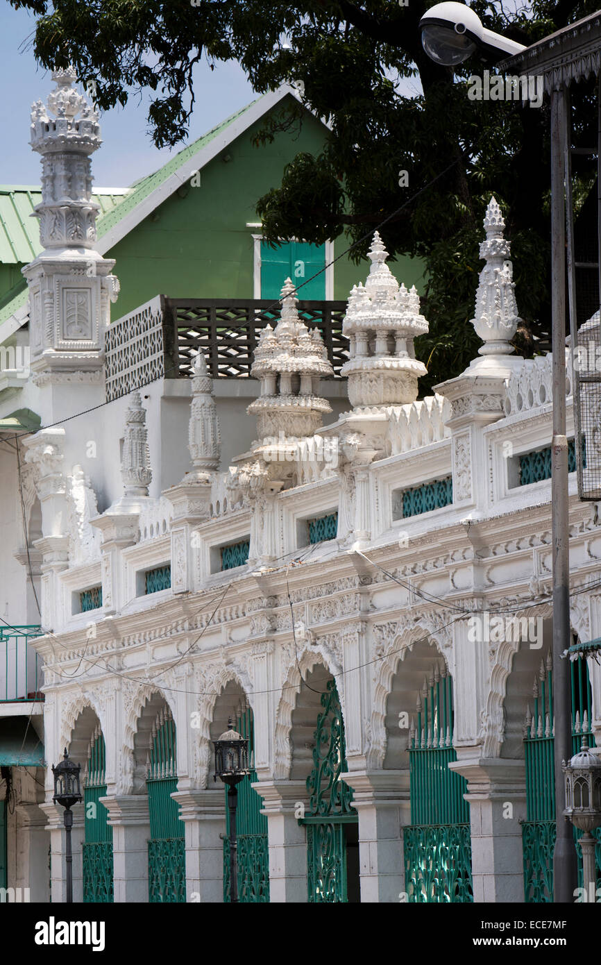 L'Ile Maurice, Port Louis, Rue Royale, Jummah Mosque détail architectural Banque D'Images