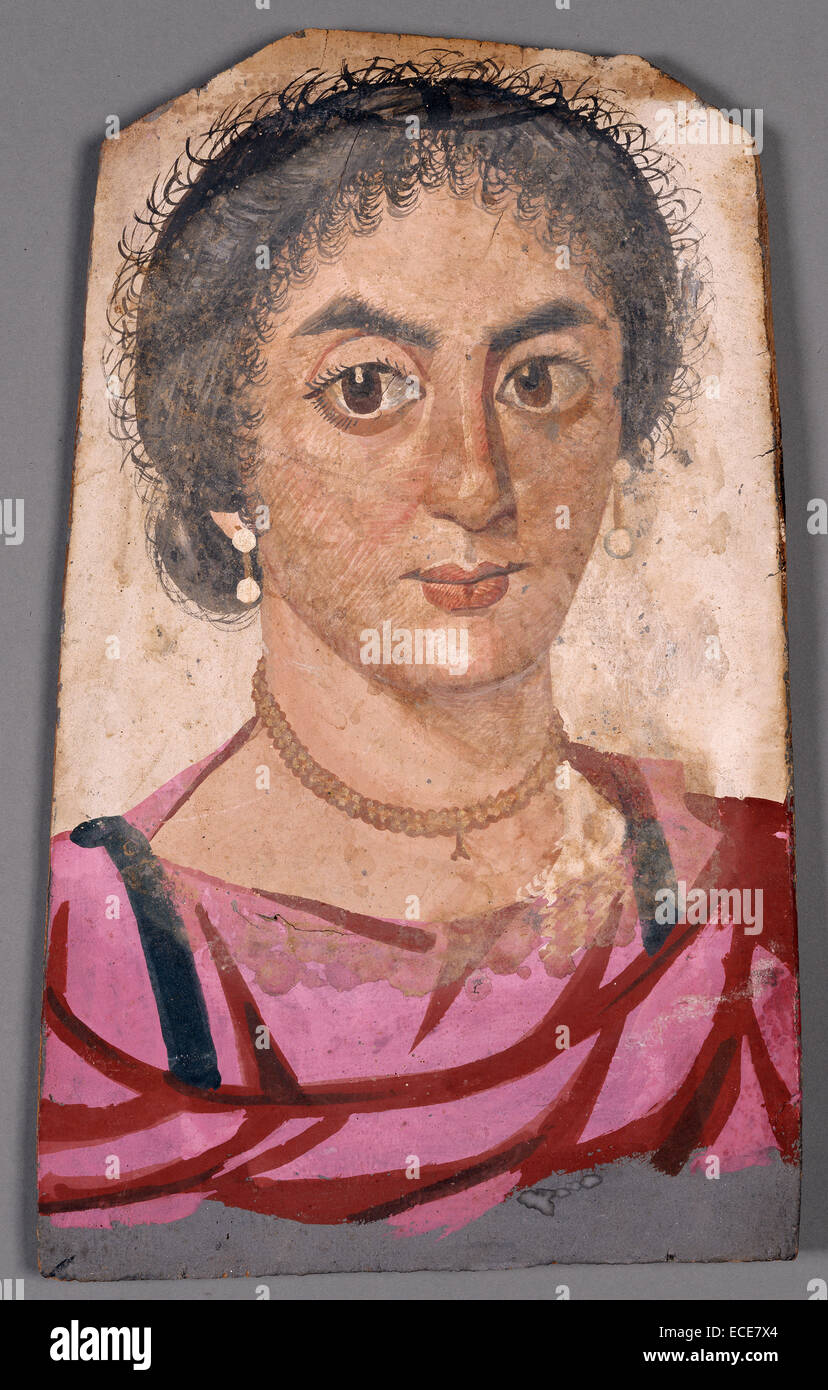 Portrait de maman d'une Jeune Femme inconnue ; Er-Rubayat ;, l'Égypte, Afrique ; environ 170 - 200, Tempera sur bois ; Objet : H : 34.9 x W : 21.3 cm (13 3/4 x 8 3/8 in.) Banque D'Images