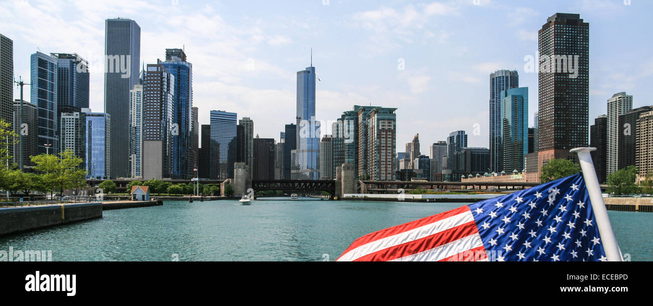 États-unis, Illinois, Chicago skyline du lac Michigan Banque D'Images