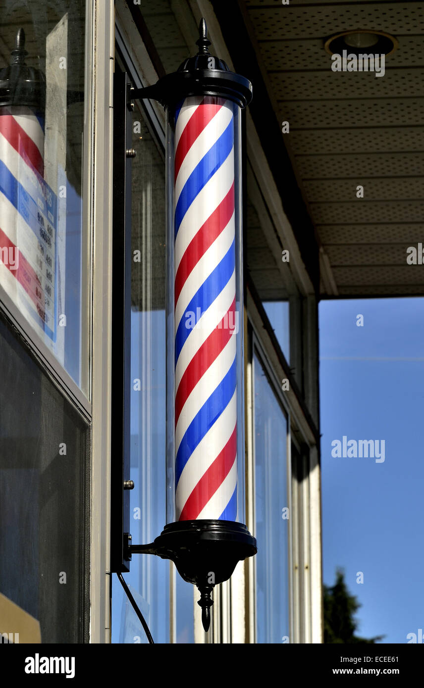 Un axe rotatif avec red, white and blue stripes Banque D'Images
