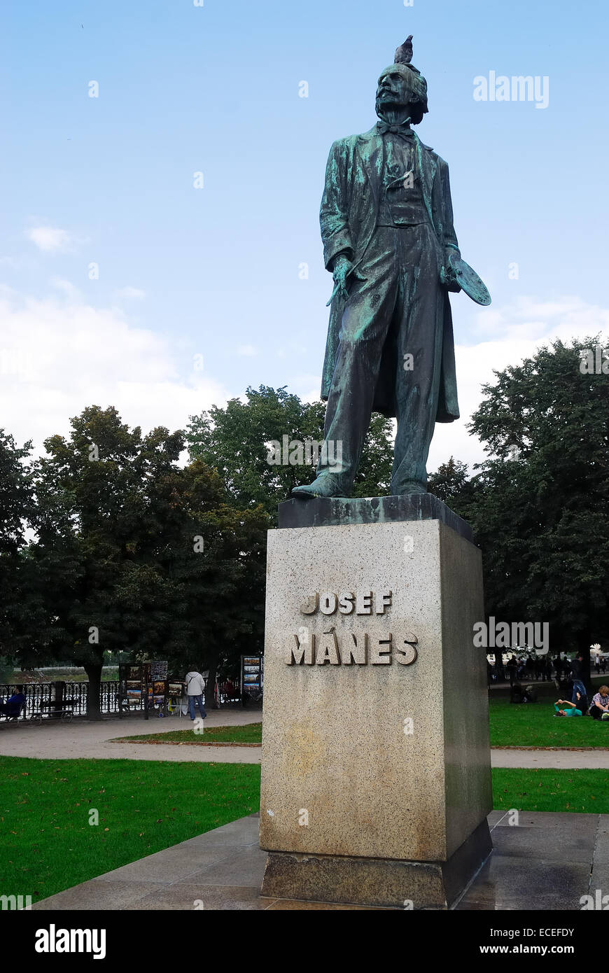 République tchèque. Prague. L'branze statue de Josef Mánes. Josef Mánes(12 mai 1820, Prague - 9 décembre 1871, Prague) est un peintre tchèque. Banque D'Images