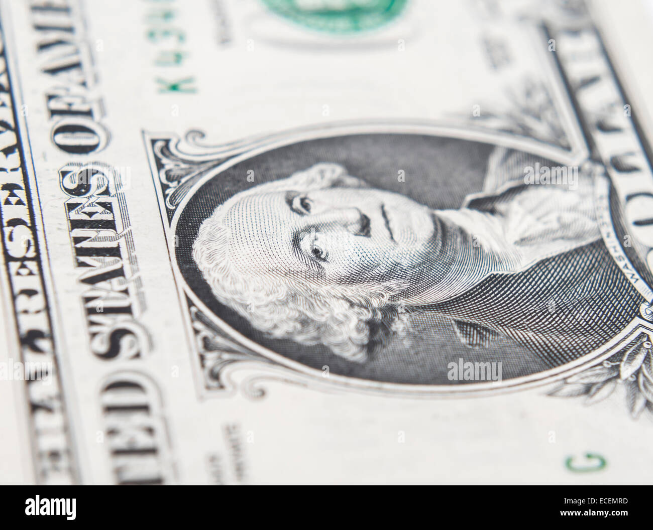 Portrait de Benjamin Franklin macro à partir de cent dollars bill Banque D'Images