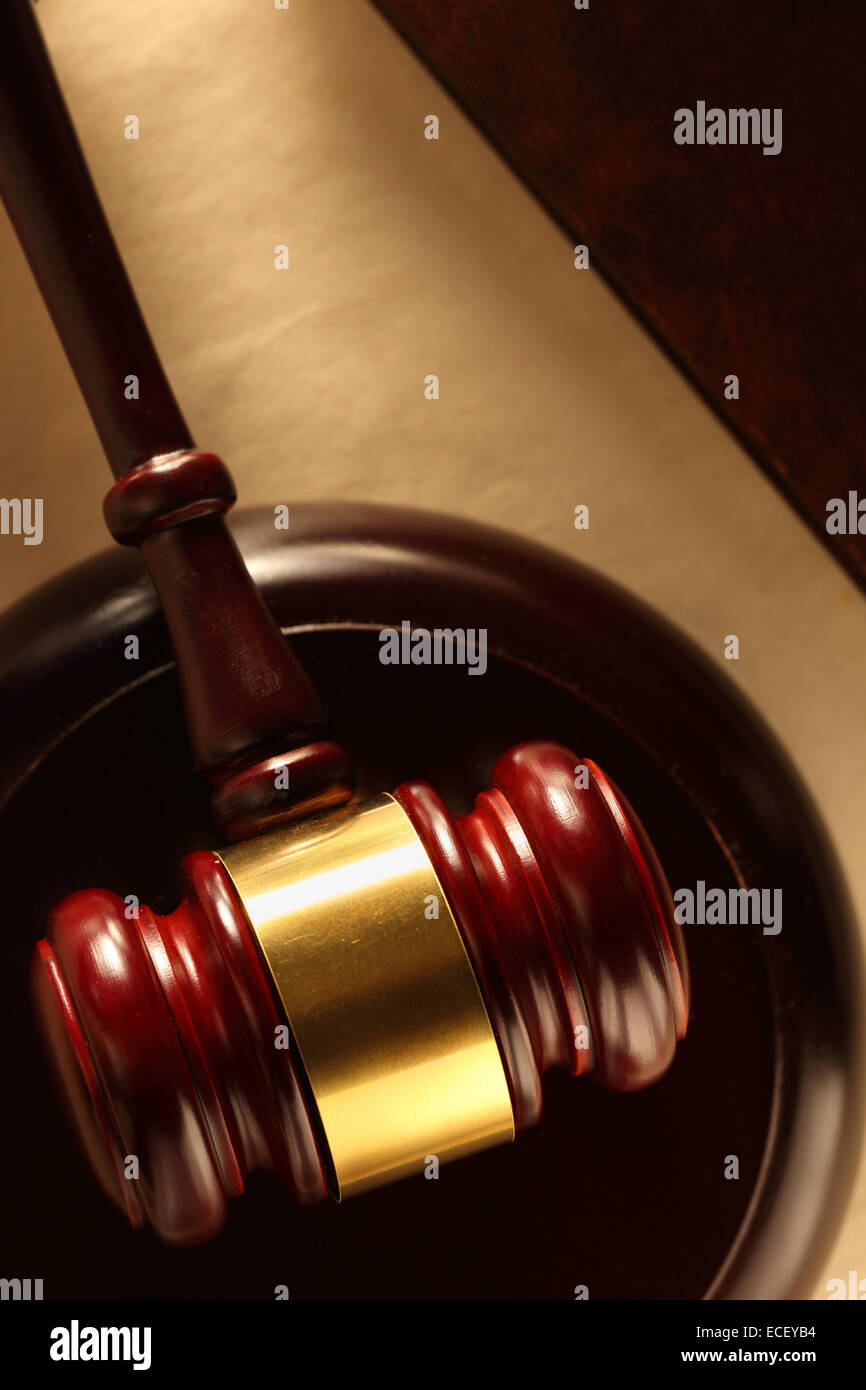 Wooden gavel et bloc libre Banque D'Images