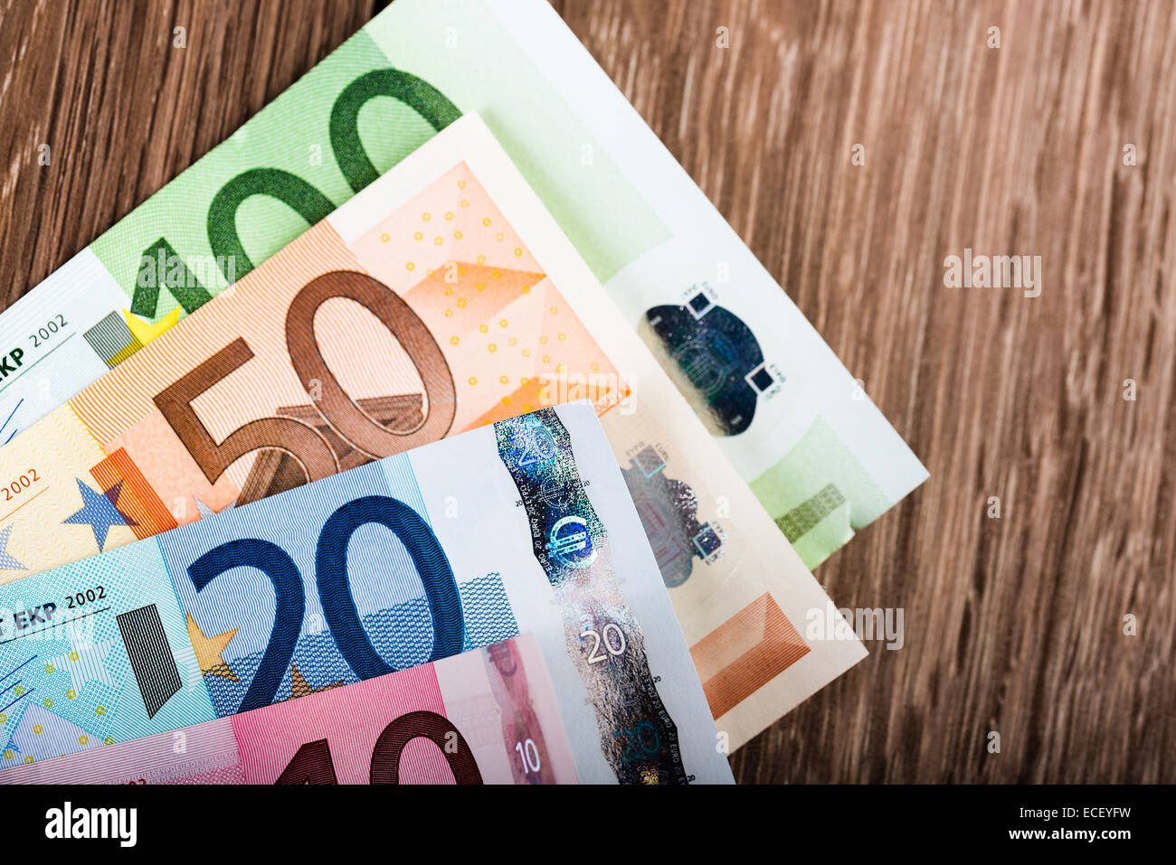 Les billets sur la table , monnaie euro Banque D'Images