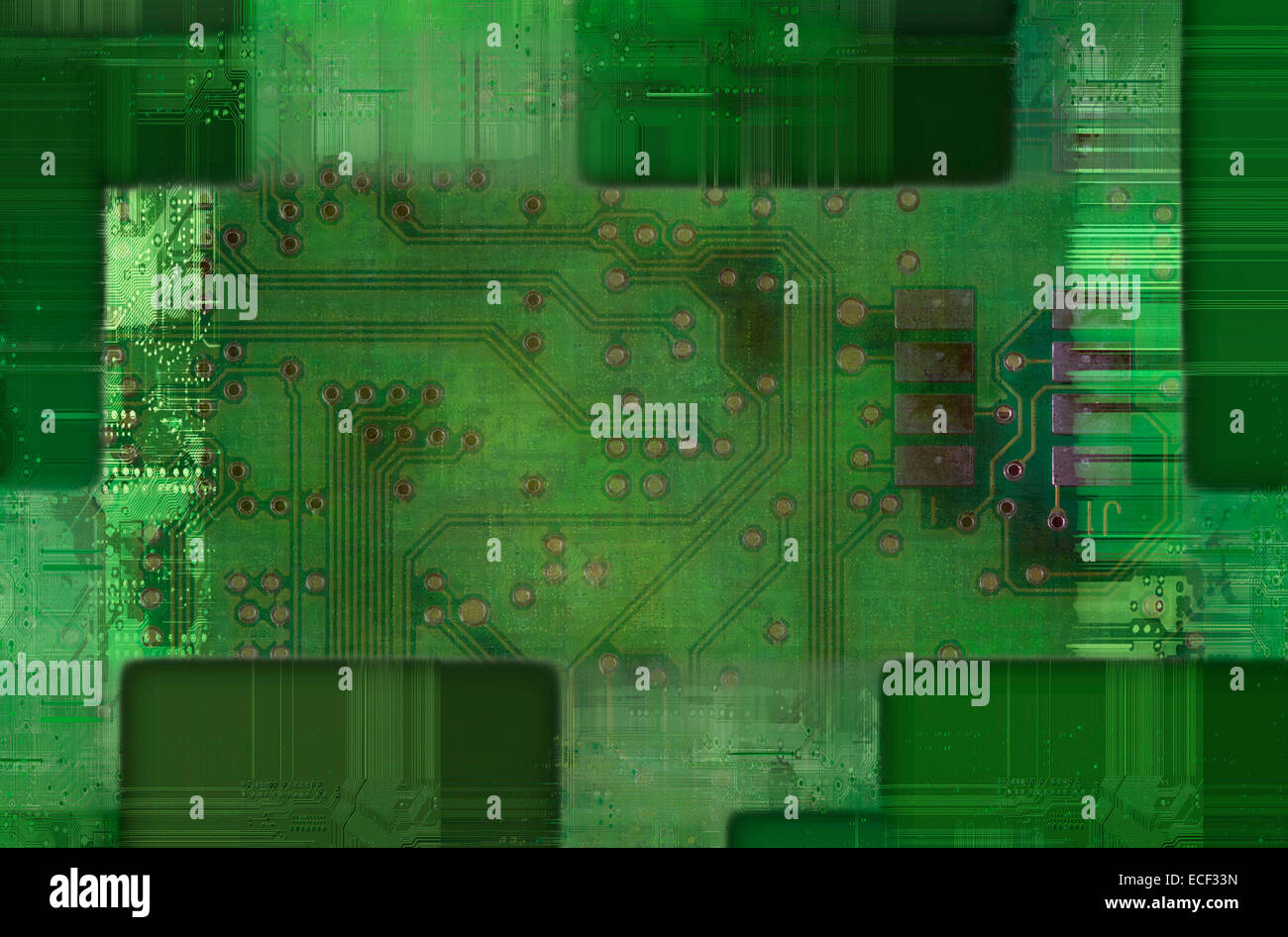 Circuit imprimé vert - carte mère Banque D'Images