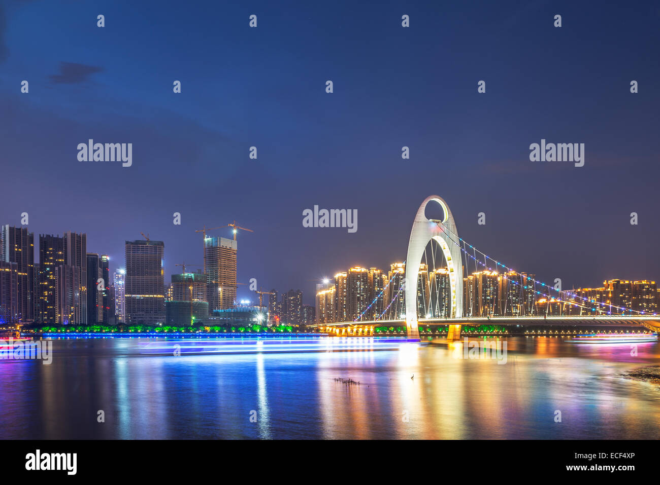 Vue de nuit de la ville de Guangzhou Banque D'Images