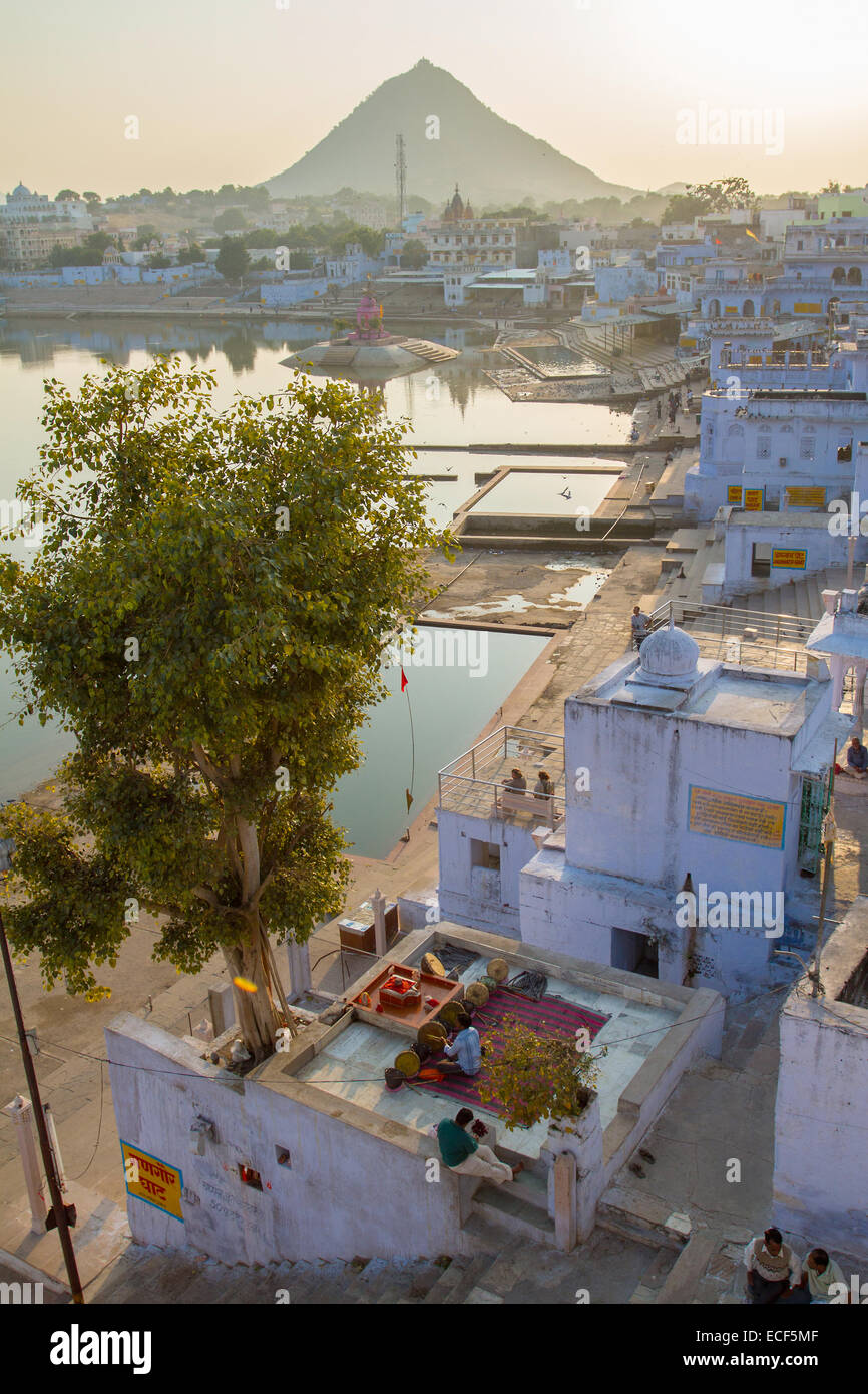 Vue de la ville de Pushkar, Rajasthan, Inde. Banque D'Images