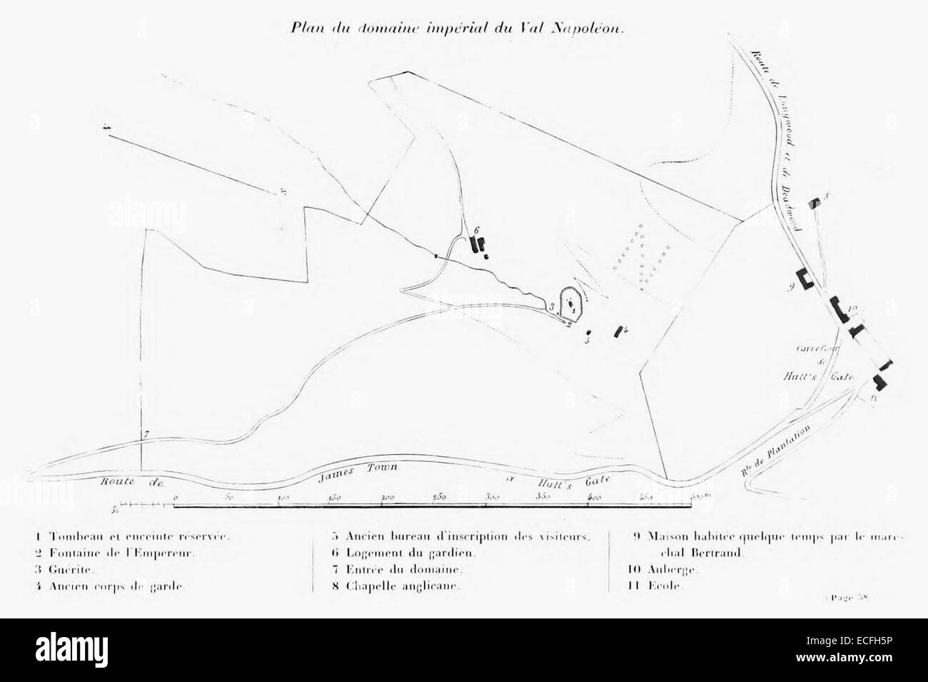 Un plan de 1862 de Masselin illustrant le domaine impérial de la vallée de Naples, détaillant la disposition des terres et du domaine à l'époque de l'Empire napoléonien. Banque D'Images